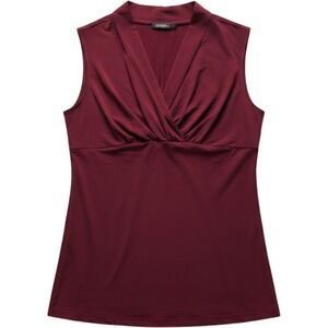 JKLA California Tank Top Womens Medium Red V Neck Sleeveless Twist Front Jersey